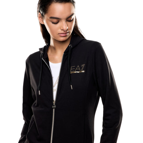 Tuta Donna Evolution, con logo strass, felpa full zip e pantalone jogger